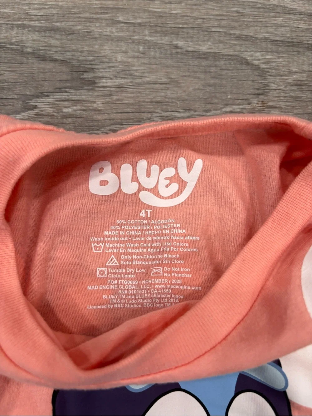 4T Girls Bluey & Bingo Pink Floral Graphic Tee